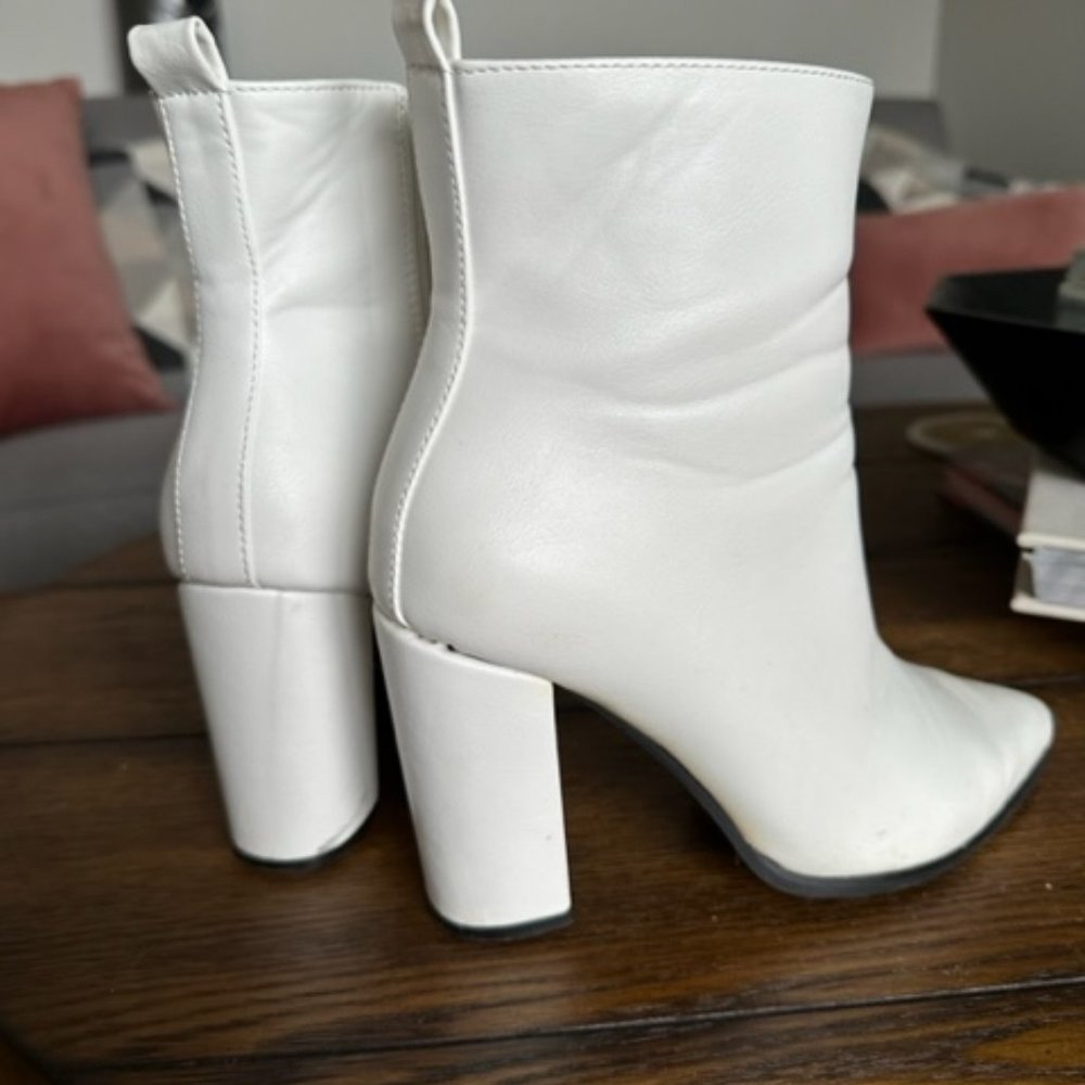 Nasty Gal White Faux Leather Booties, size 36